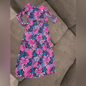 NWT Sz XL Lilly Pulitzer Nessi set Blue Rhapsody Orchid You Not.